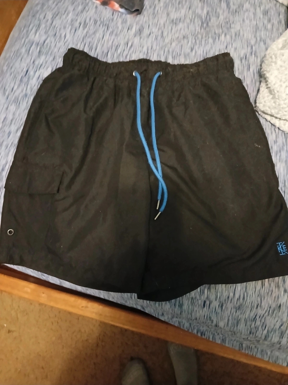 Ike Behar Black Shorts with Bright Blue Liner